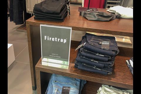 Firetrap is one of the brands that now takes pride of place in the menswear department, greeting shoppers at the top of the escalator on the first floor.